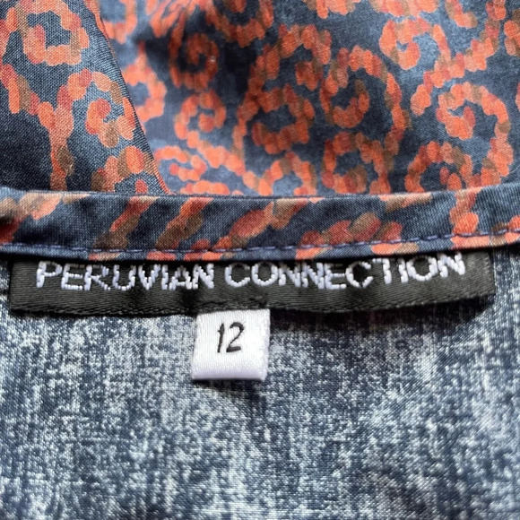 PERUVIAN CONNECTION 100% Pima Cotton Navy and Copper Batik Maxi Sundress… - Picture 8 of 10